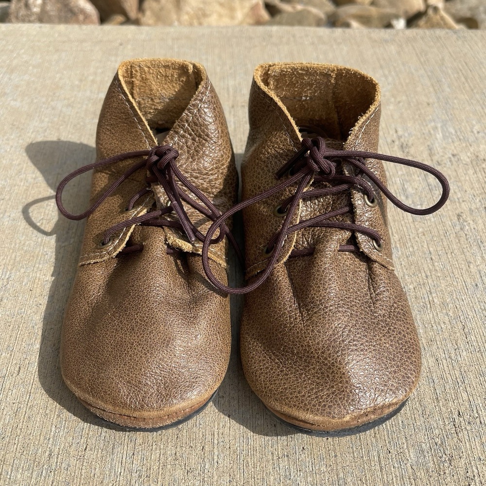 Duchess And Fox Brown Oxfords Lace Up Barefoot Leather Minimalist‎ Boys Size 8